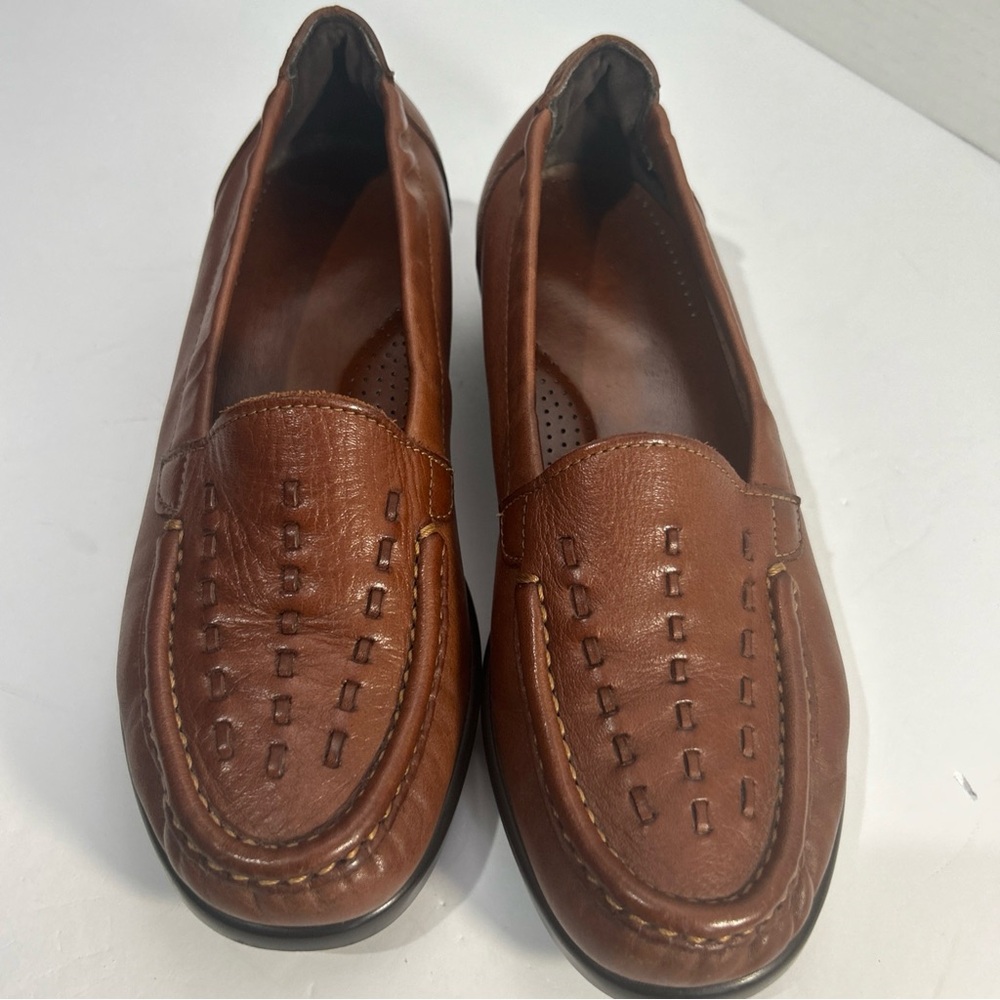 SAS Tripod Comfort Women's Leather Loafers, Brown, Size 6.5W‎ Preowned No Box